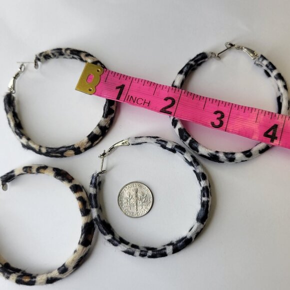 Leopard Print Earrings Animal Print Fuzzy Earrings - Picture 6 of 6